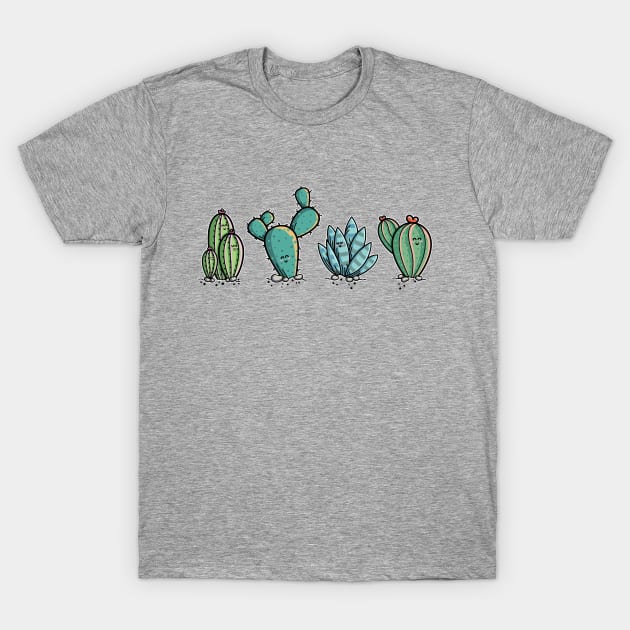 Kawaii Cute Cacti Desert Plants T-Shirt by freeves